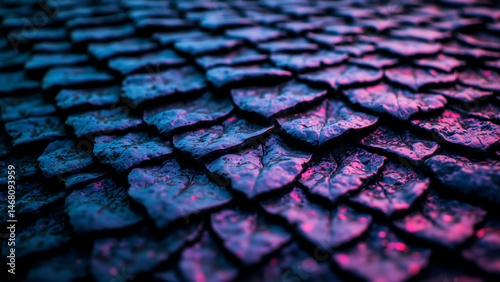 Iridescent Dragon Scale Texture – Rough Obsidian Plates Reflecting Moonlight