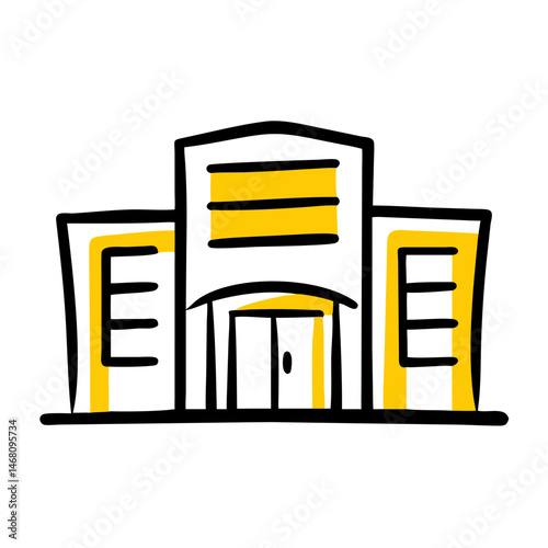 A detailed vector illustration of a business office building, perfect for commercial real estate, corporate centers, and business property advertisements.
