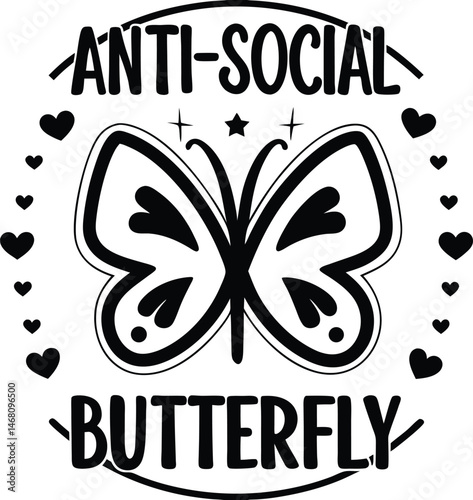 Anti-Social Butterfly Graphic Design 