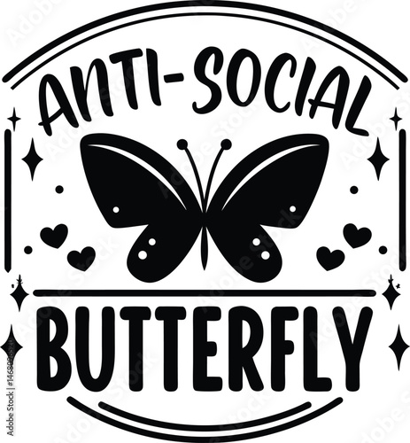 Anti-Social Butterfly Graphic Design 
