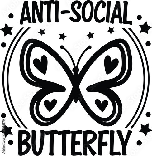 Anti-Social Butterfly Graphic Design 