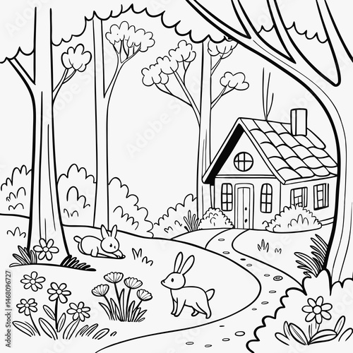 Serene Nature Scenes & Serenity for Mindful Coloring page