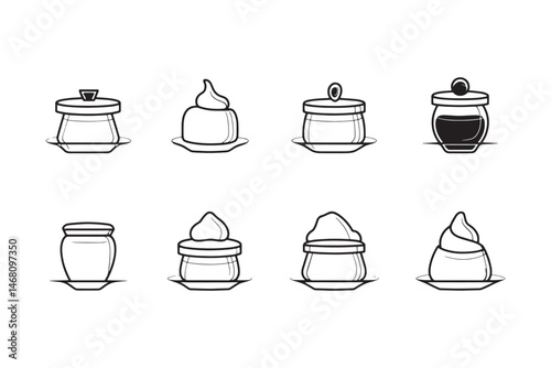 Clotted Cream Line Art Dessert Icon