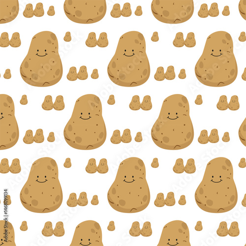 Cute Cartoon Potato Seamless pattern Background