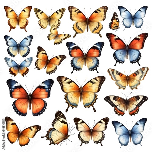 Collection of Colorful Butterflies