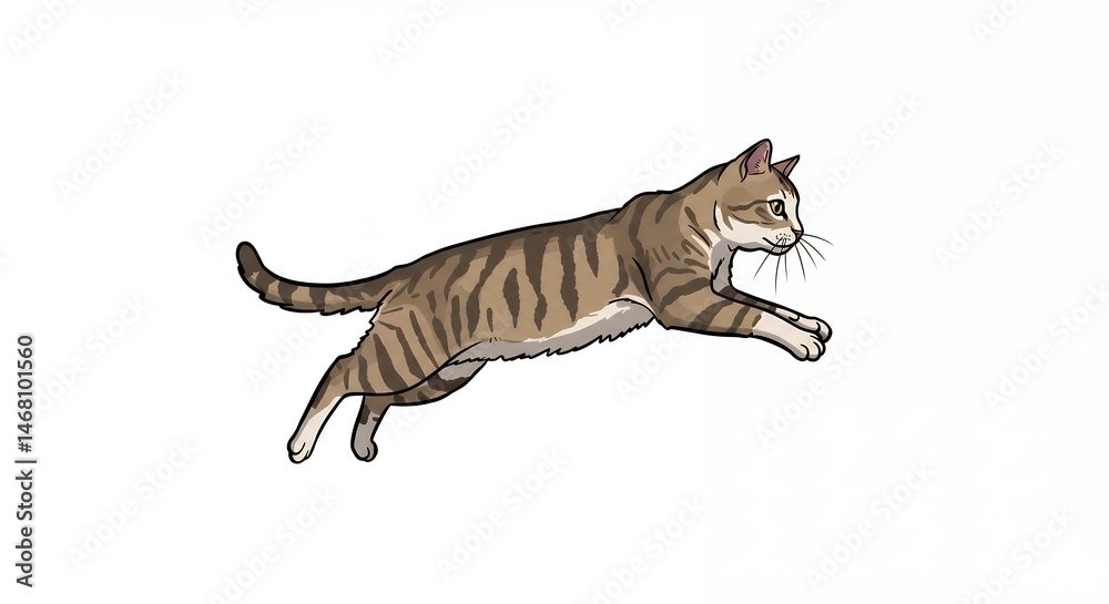 Obraz premium Tabby cat leaning against wall