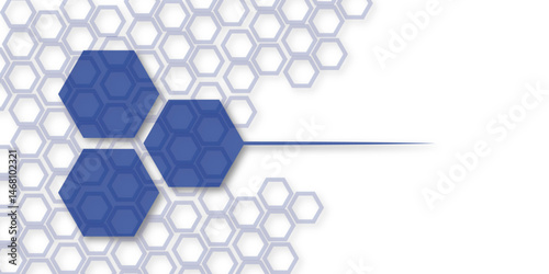 White geometric hexagonal abstract background,  hexagonal patterns on a white gradient background, creating a modern and visually appealing composition suitable for various applications