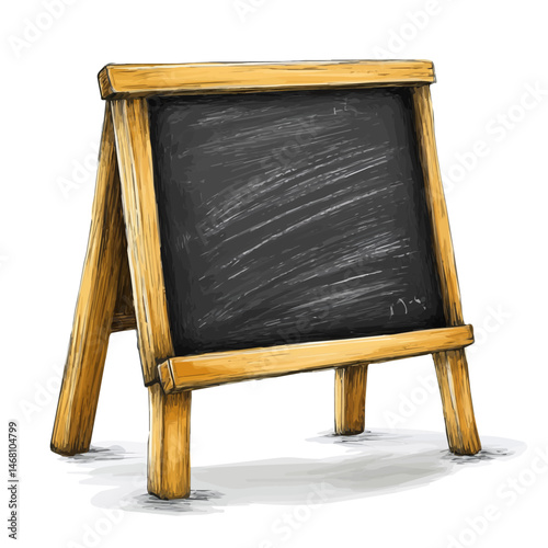 2D flat Chalk Drawing On Board vector illustration, isolated on a white background.