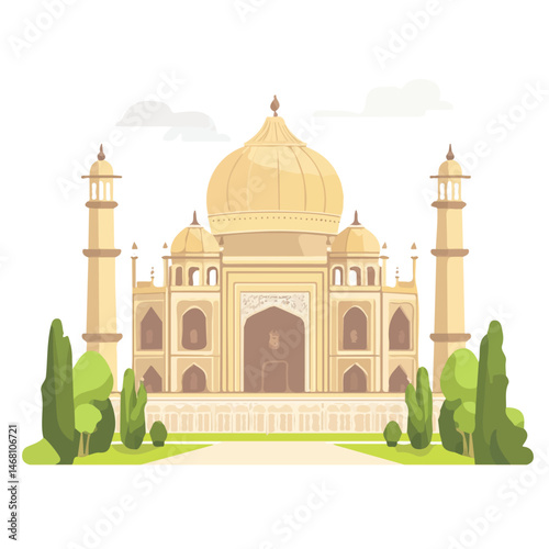 2D flat Historic Landmark vector illustration, isolated on a white background.