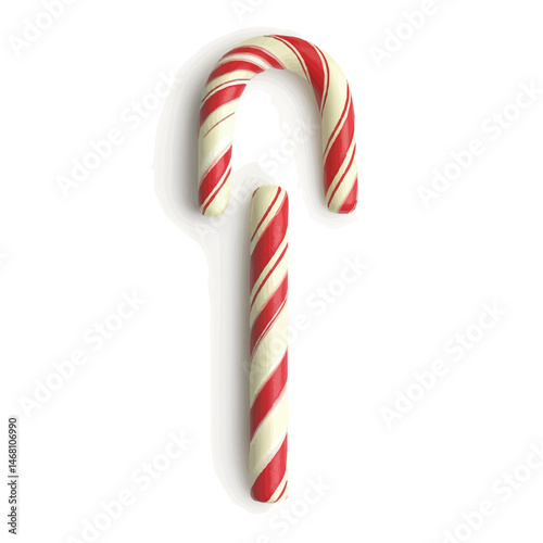 2D flat vector illustration of Christmas Candy Cane, isolated on a white background.
