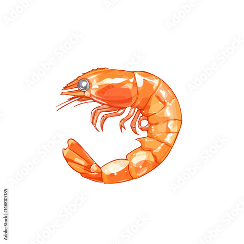 2D flat Cajun Shrimp vector illustration, isolated on a white background.