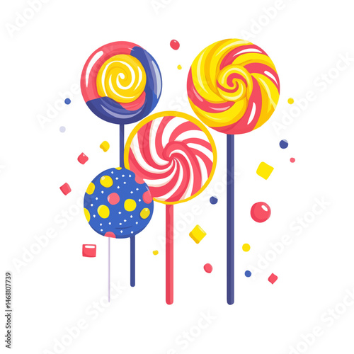 2D flat vector illustration of Candy Lollipop, isolated on a white background.