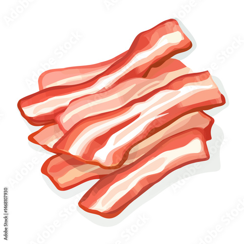 2D flat vector illustration of Bacon Strips, isolated on a white background.