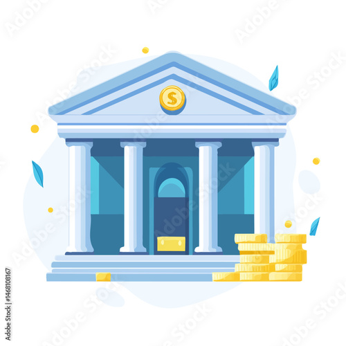 2D flat vector illustration of Bank Account, isolated on a white background.