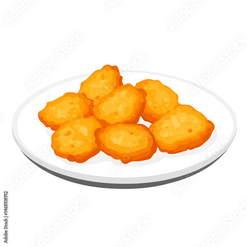 2D flat Chicken Nuggets vector illustration, isolated on a white background.