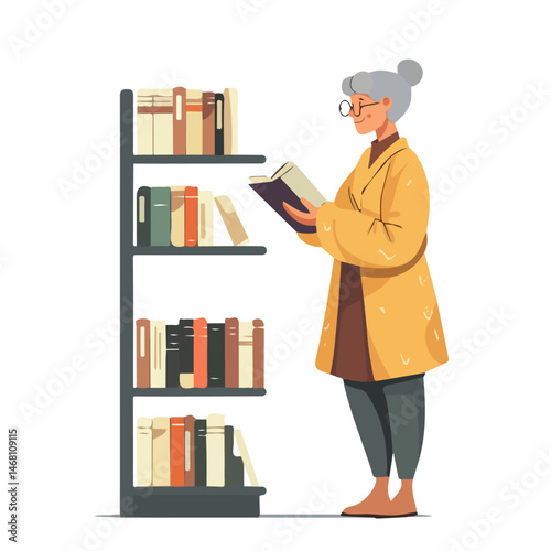 2D flat Librarian vector illustration, isolated on a white background.