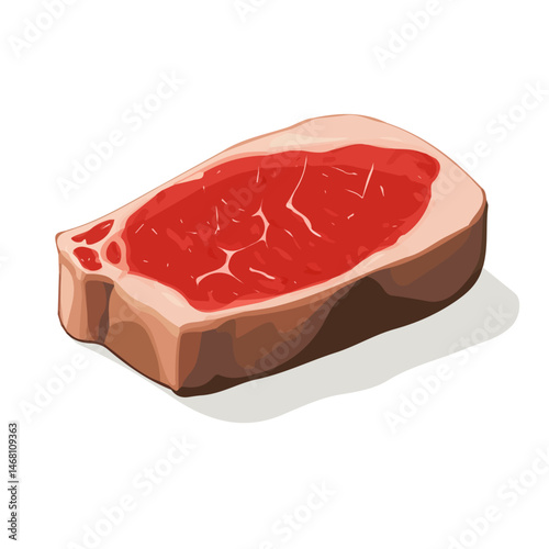 Beef Steak 2D flat vector illustration, isolated on a white background.