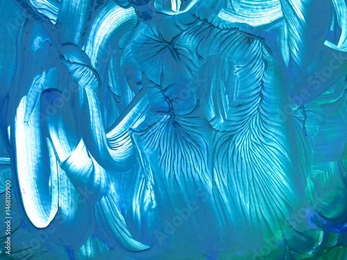 blue, white, green fingerpaint texture with dendritic pattern