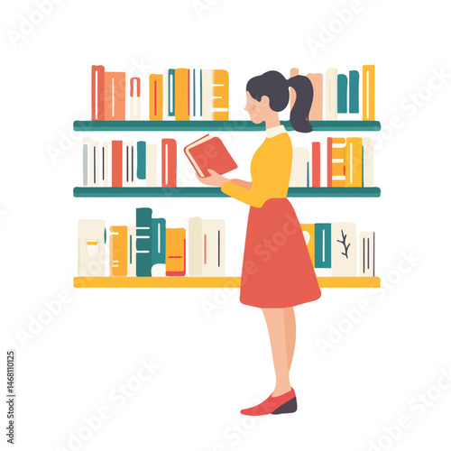 Librarian 2D flat vector illustration, isolated on a white background.