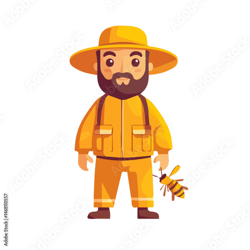 2D flat Beekeeper vector illustration, isolated on a white background.