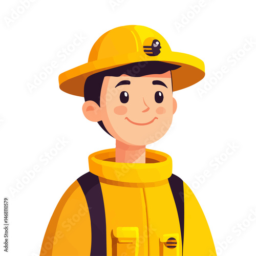 2D flat vector illustration of Beekeeper, isolated on a white background.