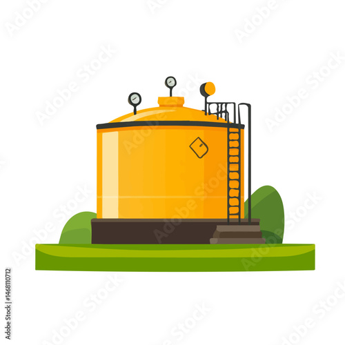 2D flat vector illustration of Biofuel Tank, isolated on a white background.
