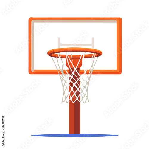 2D flat vector illustration of Basketball Hoop, isolated on a white background.