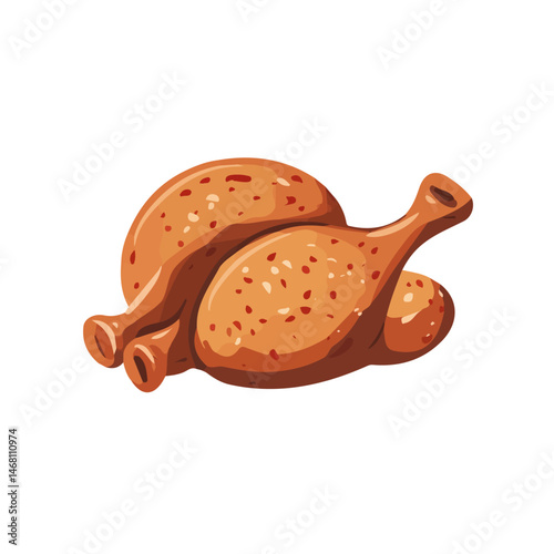 Jerk Chicken 2D flat vector illustration, isolated on a white background.