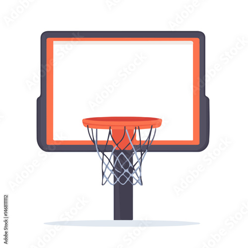 Basketball Hoop 2D flat vector illustration, isolated on a white background.
