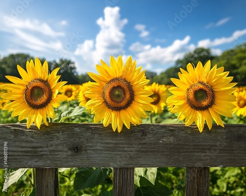 Vibrant sunflower field under a brilliant summer sky