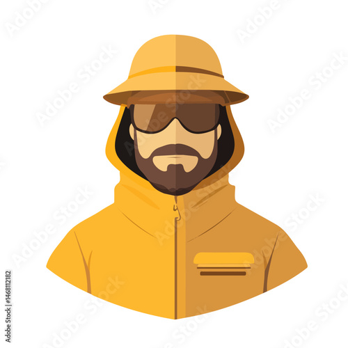 2D flat Beekeeper vector illustration, isolated on a white background.