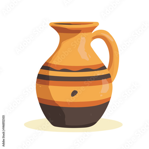 Ancient Pottery 2D flat vector illustration, isolated on a white background.