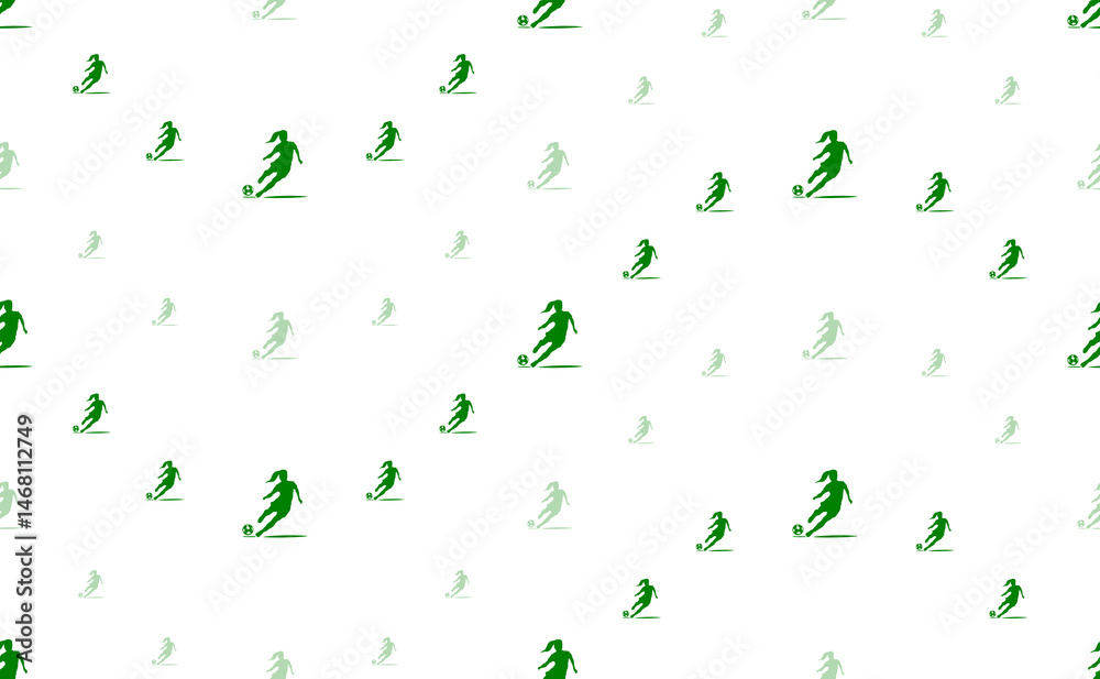 Seamless pattern of large and small green female football symbols. The elements are arranged in a wavy. Illustration on light green background Seamless pattern of large and small green female football symbols. The elements are arranged in a wavy. Illustration on light green background