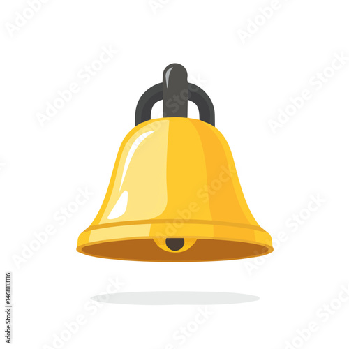 2D flat Classroom Bell vector illustration, isolated on a white background.