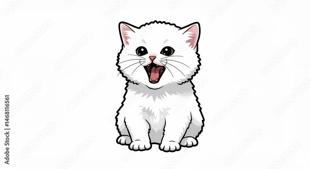 Fototapeta premium Cartoon white cat image