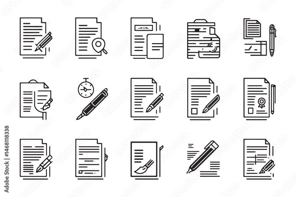 Contract Simple Vector Icon Collection Contract Simple Vector Icon Collection