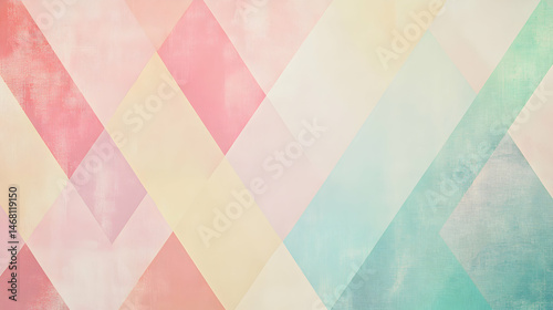 Pastel geometric watercolor design with overlapping shapes and a soft, textured appearance