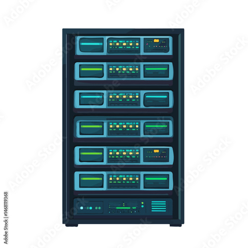 Data Server 2D flat vector illustration, isolated on a white background.