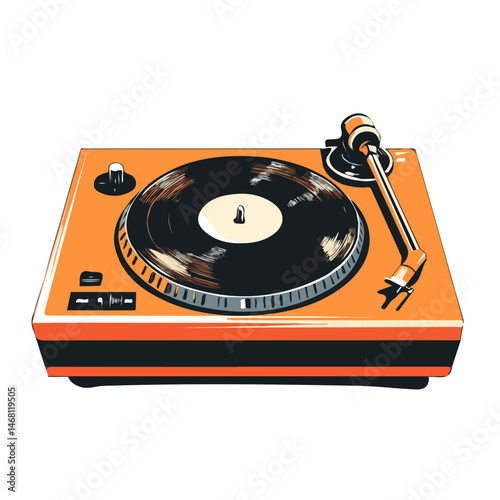 DJ Turntable 2D flat vector illustration, isolated on a white background.