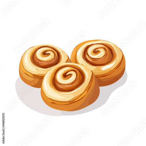 Cinnamon Rolls 2D flat vector illustration, isolated on a white background.