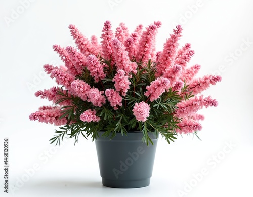 Wallpaper Mural Blooming pink heather bush in a pot. Beautiful flower plant with green leaves. Erica flower with vibrant pink blooms. Garden design, floral composition, home decoration. Torontodigital.ca