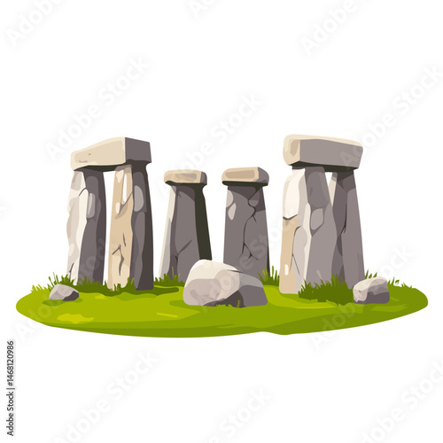 2D flat Stonehenge vector illustration, isolated on a white background.