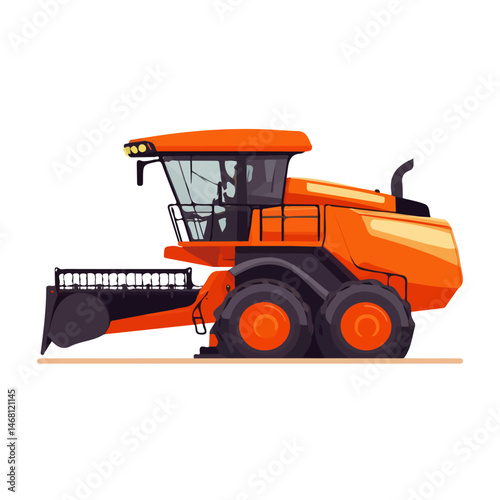 2D flat Combine Harvester vector illustration, isolated on a white background.