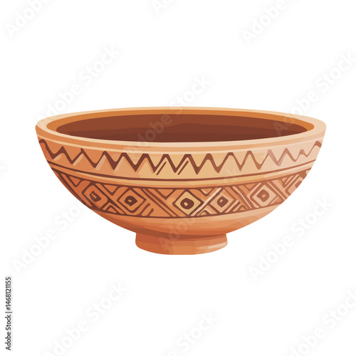 2D flat vector illustration of Decorative Bowl, isolated on a white background.