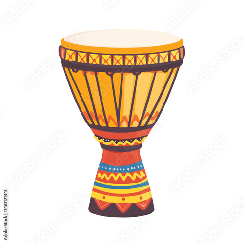 2D flat Cultural Drum vector illustration, isolated on a white background.