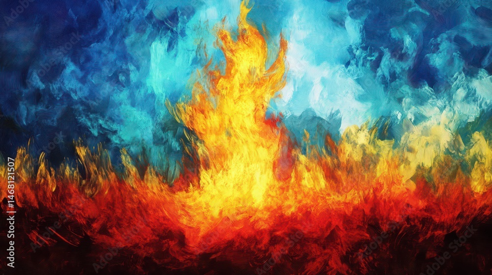 Fototapeta premium Vibrant Flames of the Burning Bush: A Modern Interpretation of Moses and the Exodus Story