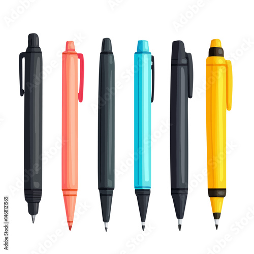 Marker Pens 2D flat vector illustration, isolated on a white background.
