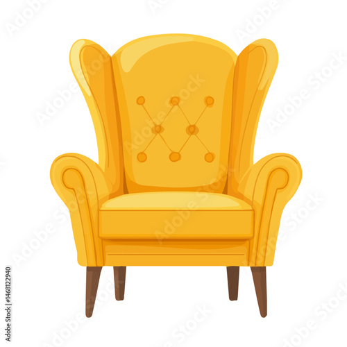 2D flat vector illustration of Luxury Armchair, isolated on a white background.