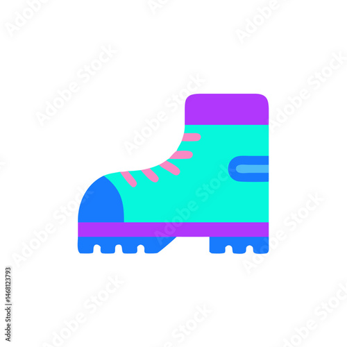 Hiking boots icon in flat style for travel design with copy space - 2