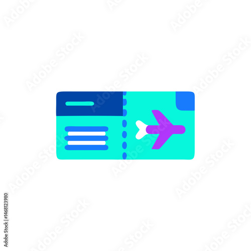 Boarding pass icon in flat style for travel design with copy space